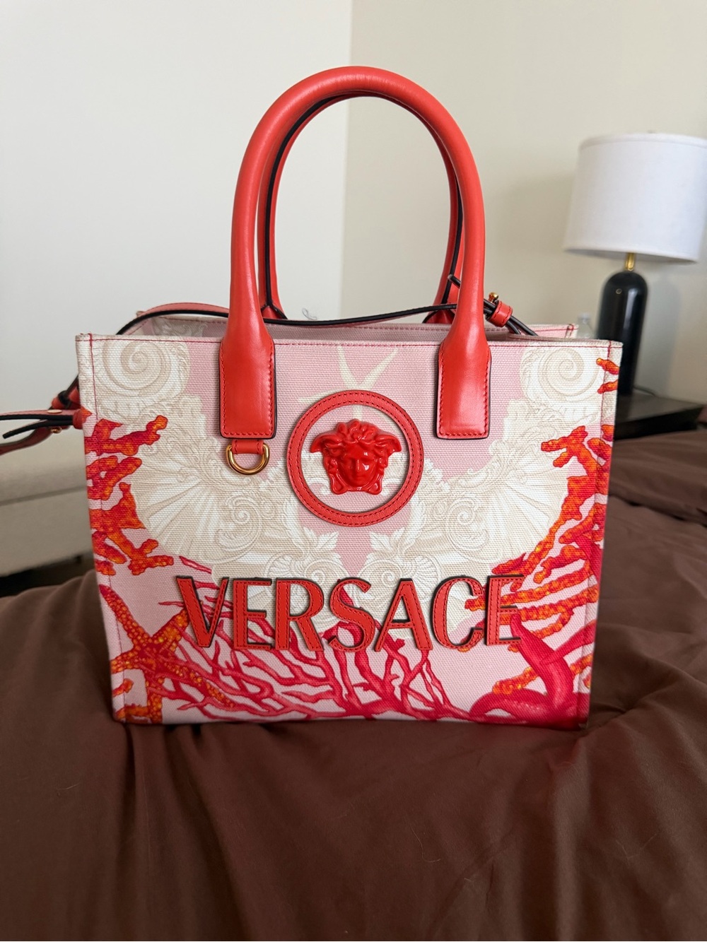 Versace La Medusa Barocco Sea Canvas Tote Bag with wallet